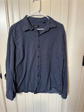 DKNY Men's Button-Up Shirt in Heather Blue